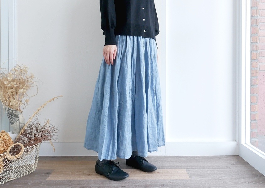 a+koloni（コロニー）＊ベルギーリネンギャザースカート(4色