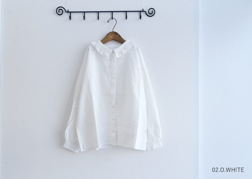 ista-ire（イスタイーレ）＊綿麻サンドウォッシュフリルカラーブラウス