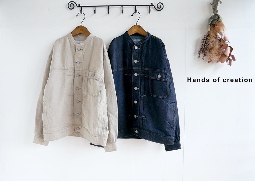 Hands of creation　リネンデニムスタンドカラーGジャン Hands of creation ハンズオブクリエイションリネンデニムGジャン