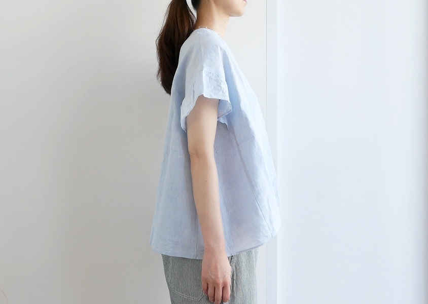 Hands of creation　フレンチスリーブ　ブラウス Hands of creation（ハンズオブクリエイション）＊Linen/Ra/chambray A