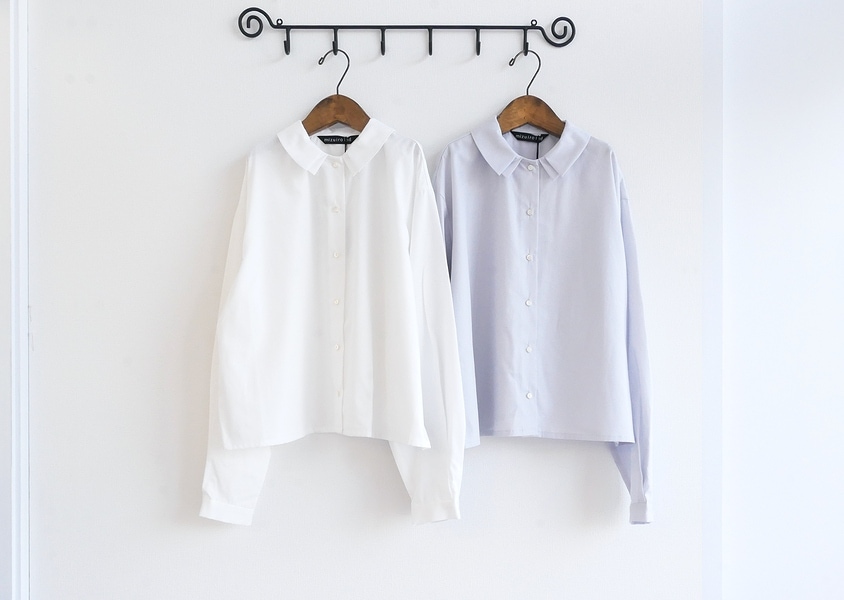 mizuiro ind ダブルカラーシャツ white mizuiro ind（ミズイロインド）＊ダブルカラーシャツ(2色