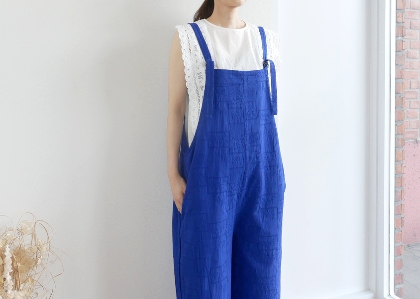YURK（ユルク）＊生地染めボタニカル刺繍サロペット(3色)】 | BOTTOMS