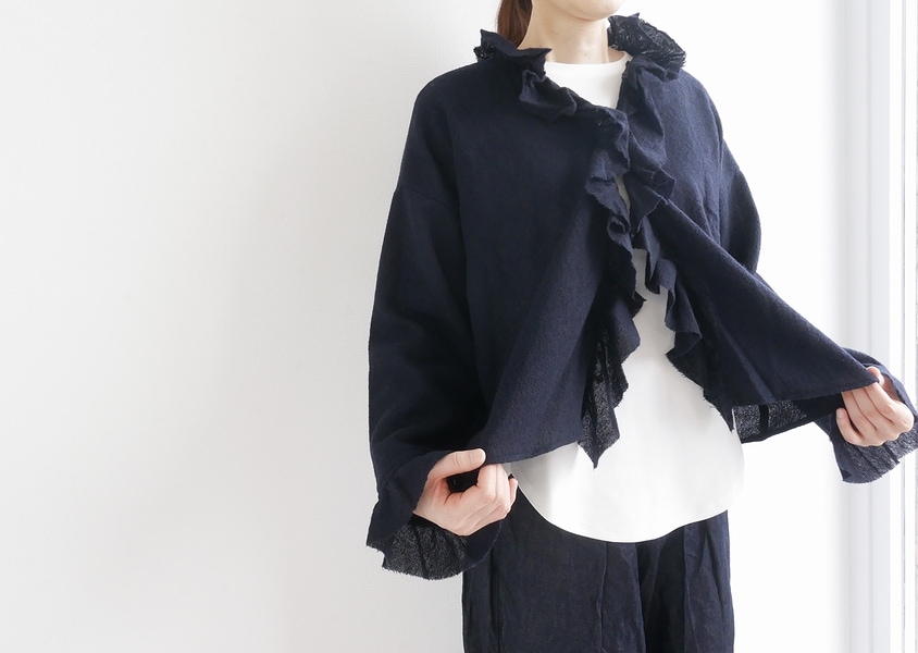 g)(グラム)＊ウールガーゼフリルトリムブラウス(2色)】 | TOPS