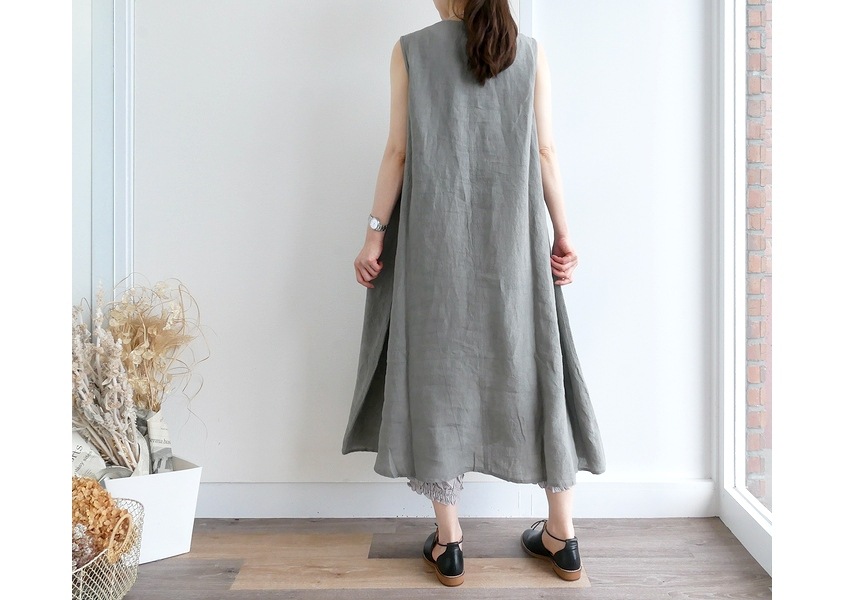 OUVERT（ウーヴェル）＊Fanage Linen ノースリーブワンピース(3色