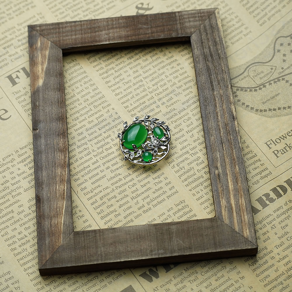 碌山✨ペンダントブローチ　グリーンアゲート　マルカジットSV925 碌山✨ペンダントブローチ グリーンアゲート マルカジットSV925