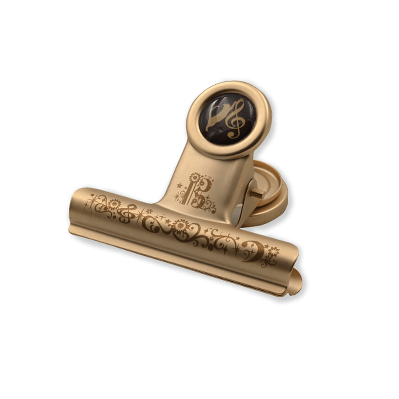 スチールマグネットクリップ ゴールド 音楽とネコ | 文房具,クリップ