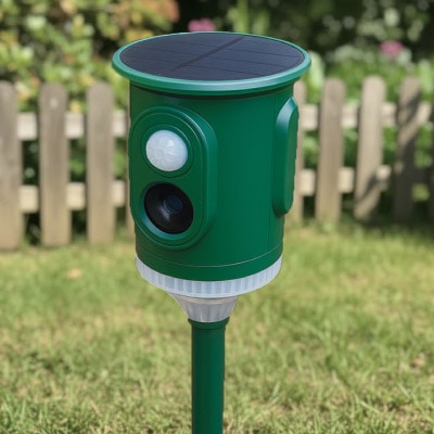 360度対応 センサー搭載ソーラー充電式LED害獣撃退器1台+1台 合計2台