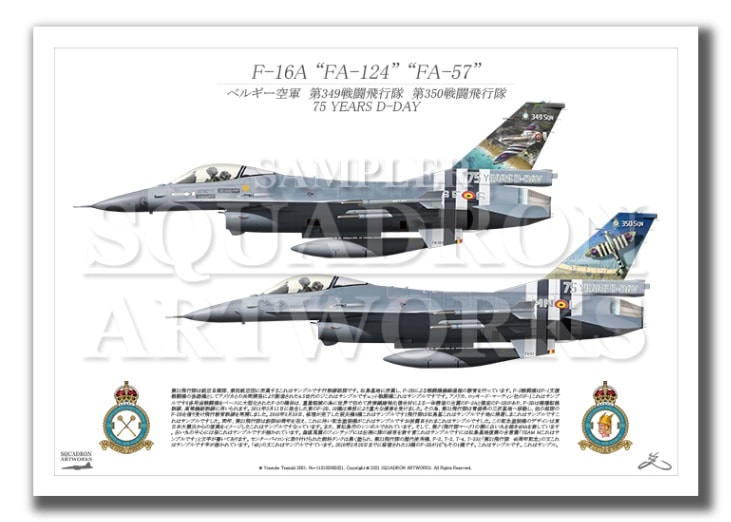 F-16A 349th, 350th SQN 75 YEARS D-DAY 2機ver （A3サイズ Prints)