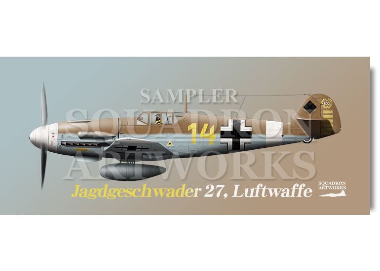 フェイスタオル メッサーシュミット Bf 109 F4/Trop JG27 “Yellow-14”