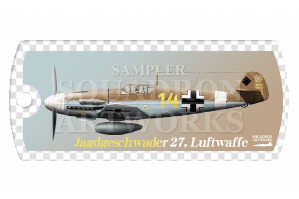 ドッグタグキーホルダー　メッサーシュミット Bf 109 F4/Trop JG27 “Yellow-14”