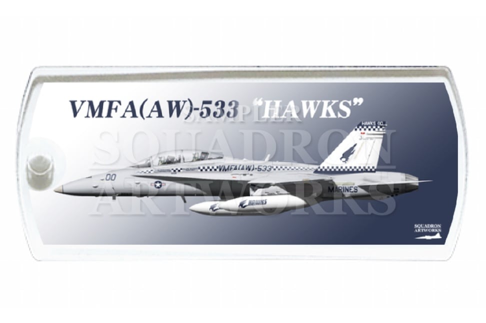ドッグタグキーホルダー　F/A-18D ホーネット VMFA(AW)-533 “Hawks” 164957