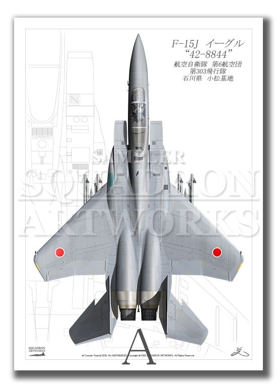 “Top view 縦向き” F-15J　イーグル　第303飛行隊　“42-8844” （A2サイズ Prints)