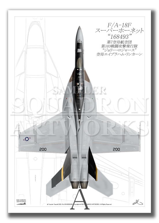 “Top view 縦向き” F/A-18F  VFA-103 “ジョリーロジャース” 2017 “168493” （A4サイズ Prints)