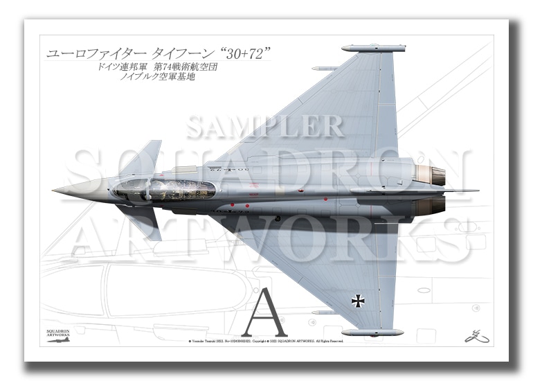 “Top view よこ向き”　Eurofighter Typhoon JG74 “30+72” （A3サイズ Prints)