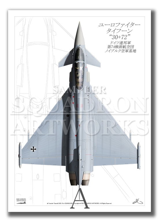 “Top view 縦向き”　Eurofighter Typhoon JG74 “30+72” （A3サイズ Prints)