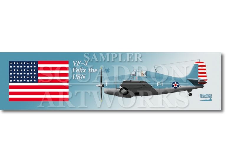涼感クールマフラータオル グラマン F4F-3 ワイルドキャット USN VF-3 Felix “F-1”