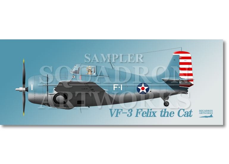 フェイスタオル  グラマン F4F-3 ワイルドキャット USN VF-3 Felix “F-1”