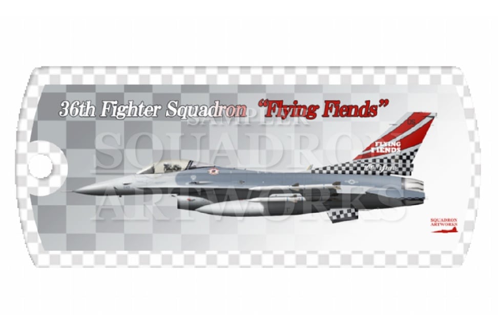 ドッグタグキーホルダー　F-16C　36th FS　FLYING FIENDS　100th Anniv　“89-2043”