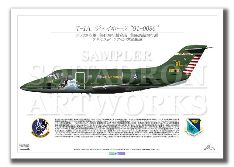 T-1A Jayhawk　86th FTS　“91-0086”  （A2サイズ Print)