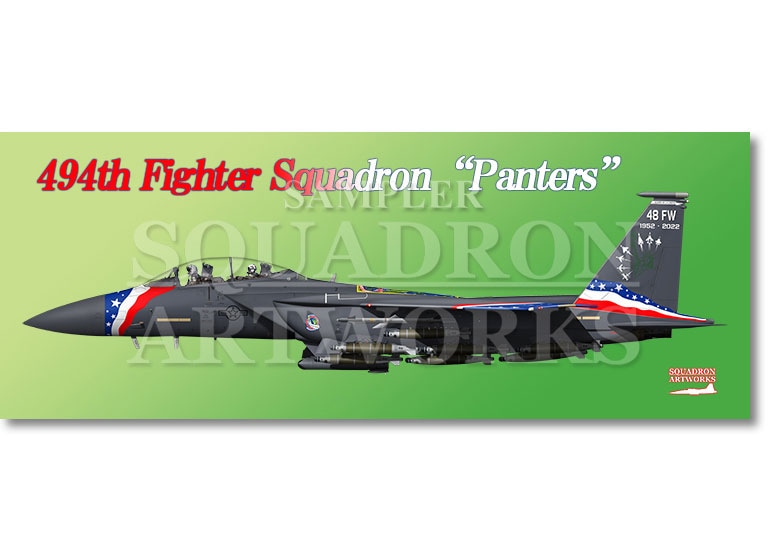 フェイスタオル　涼感クールマフラータオル　F-15E　Strike Eagle　494th FS　“Panthers”　48FW　70th Anniv　“92-0364”