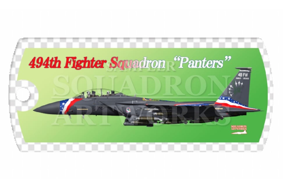 ドッグタグキーホルダー　 F-15E　Strike Eagle　494th FS　“Panthers”　48FW　70th Anniv　“92-0364”
