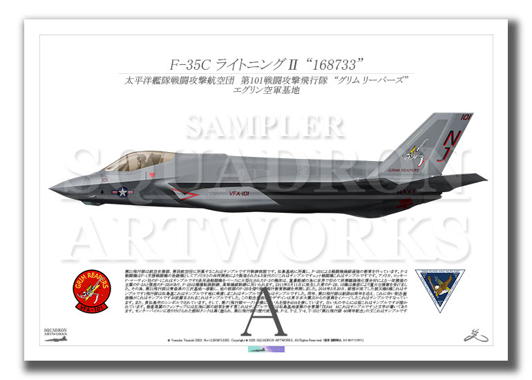 F-35C　LightningⅡ　VFA-101 Grim Reapers “101”  （A4サイズ Print)