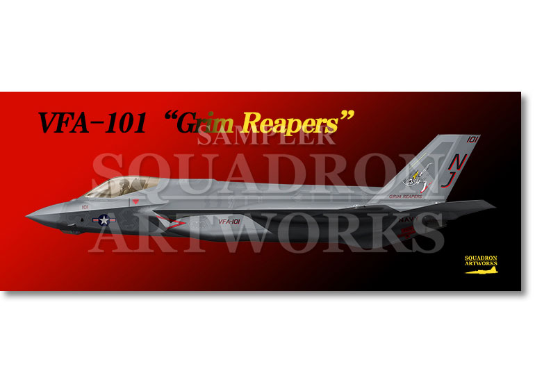 フェイスタオル  F-35C　LightningⅡ　VFA-101 Grim Reapers “101”