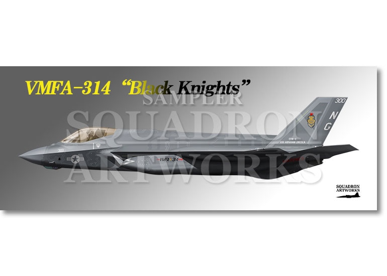 フェイスタオル  F-35C　LightningⅡ　VMFA-314 Black Knights “300”