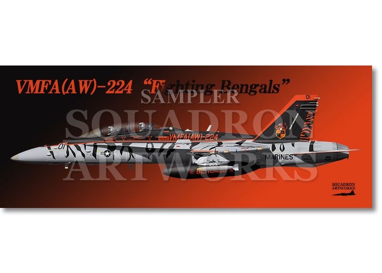 フェイスタオル  F/A-18D Hornet VMFA(AW)-224 “Fighting Bengals” 2023 Showbird 164874