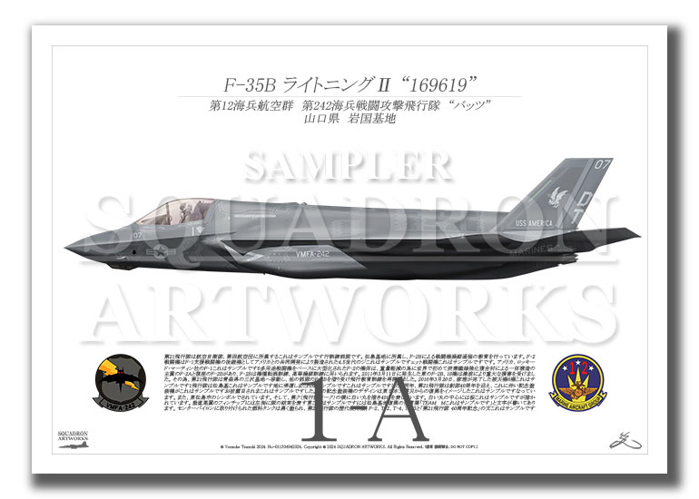 F-35B　LightningⅡ　VMFA-242　Bats　“169619”  (A4 Size Print)