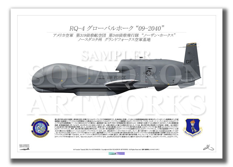 RQ-4 Global Hawk 348th Recon SQ Northern Hawks　"09-2040"　（A4サイズ Print)