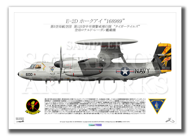 E-2D ホークアイ VAW-125 Tigertails 2024 Showbird “168989”　（A2サイズ)