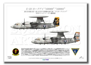 E-2D ホークアイ VAW-125 Tigertails 2機ver “168989” “168993”　（A3サイズ)