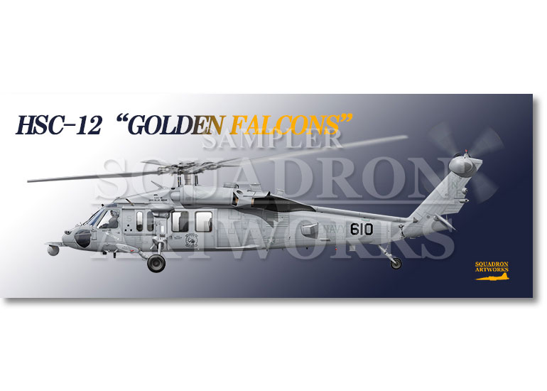フェイスタオル　MH-60S ナイトホーク HSC-12 ゴールデンファルコンズ 2025 “167885”