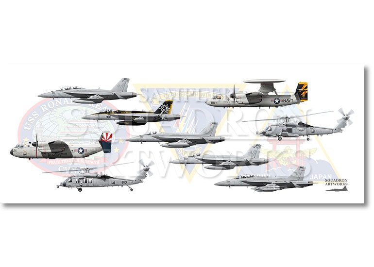 フェイスタオル　CVW-5, MCAS Iwakuni, USS Ronald Reagan 2024　9機ver