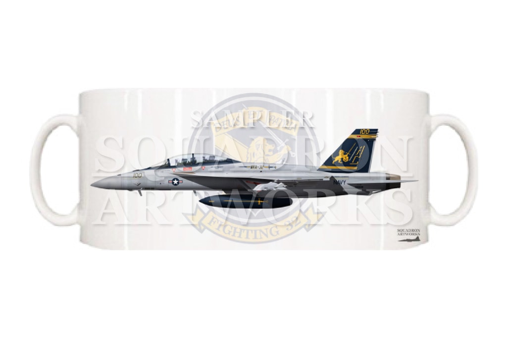 マグカップ　F/A-18F スーパーホーネット VFA-32 “Fighting Swordsmen” ＃100 2024 Showbird “166628”