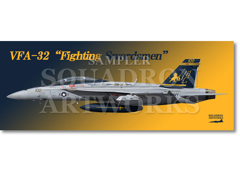 フェイスタオル　F/A-18F スーパーホーネット VFA-32 “Fighting Swordsmen” ＃100 2024 Showbird “166628”