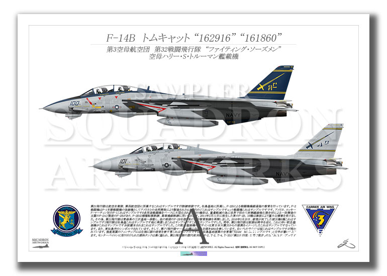 F-14B Tomcat  VF-32 Fighting Swordsmen  2005 Showbird　＃100 #101  2機ver  （A4サイズ Prints)