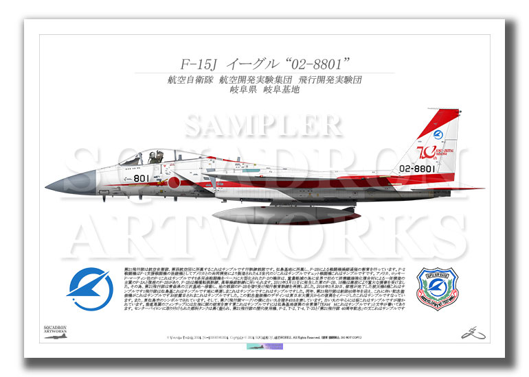 F-15J　飛行開発実験団　航空自衛隊　創設70周年記念　2024　"02-8801"　(A4 size Print)
