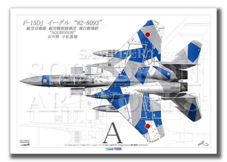 “Top view　よこ向き”　F-15DJ　イーグル　飛行教導群　アグレッサー　"82-8093"　2024　（A4サイズ Prints)