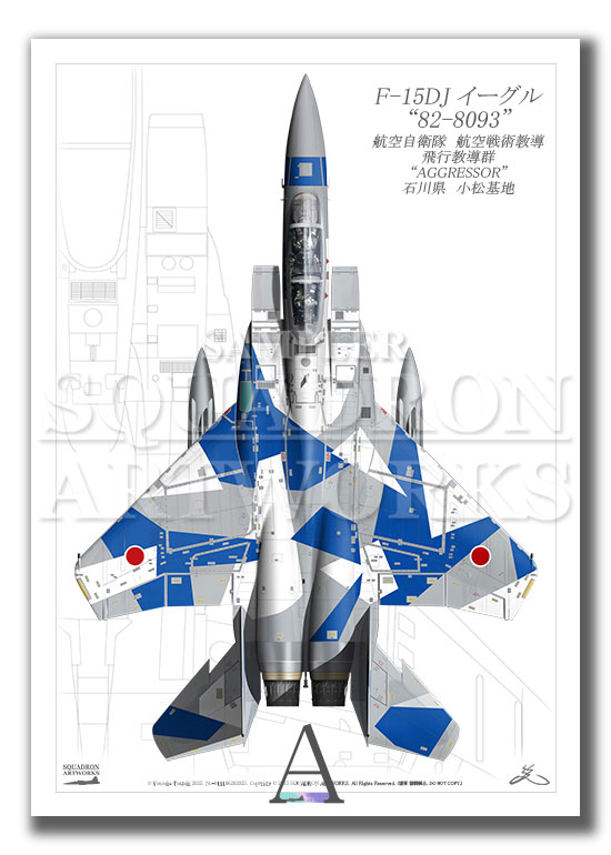 “Top view　縦向き”　F-15DJ　イーグル　飛行教導群　アグレッサー　"82-8093"　2024　（A4サイズ Prints)