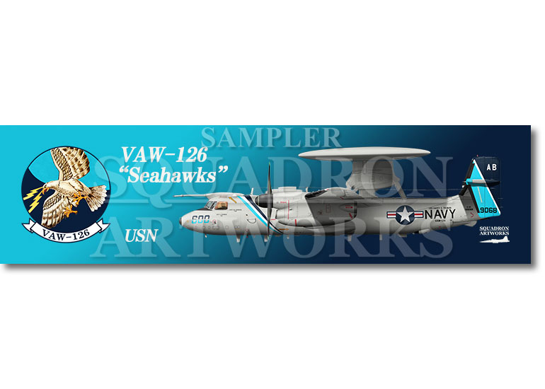 【ステッカー】　E-2D　ホークアイ　VAW-126　Seahawks　600　“169068”