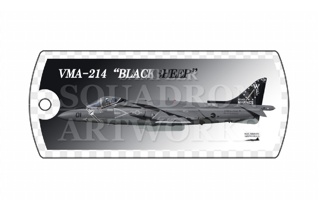 ドッグタグキーホルダー　AV-8B+ Harrier Ⅱ　VMA-214 BLACKSHEEP　“165421”