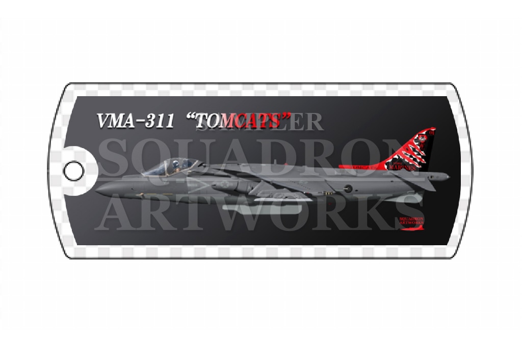 ドッグタグキーホルダー　AV-8B+ Harrier Ⅱ　VMA-311 TOMCATS　“165001”