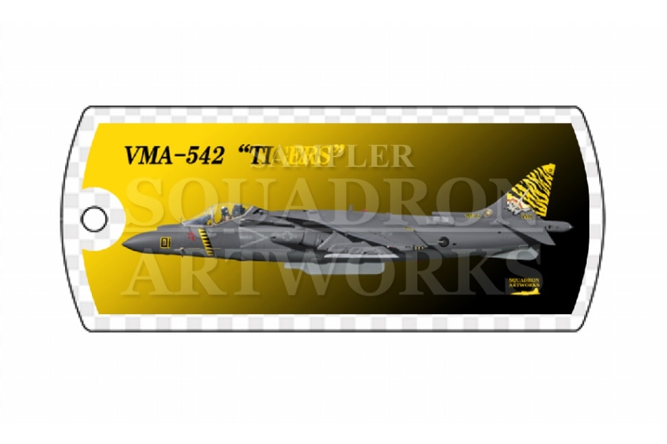 ドッグタグキーホルダー　AV-8B+ Harrier Ⅱ　VMA-542 TIGERS　“165312”