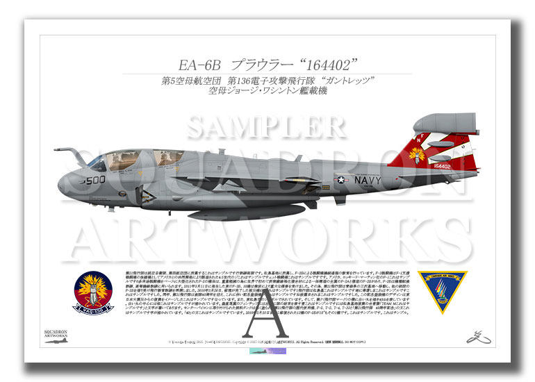 EA-6B　プラウラー　VAQ-136　“Gauntlets”　“164402” （A2サイズ Prints)