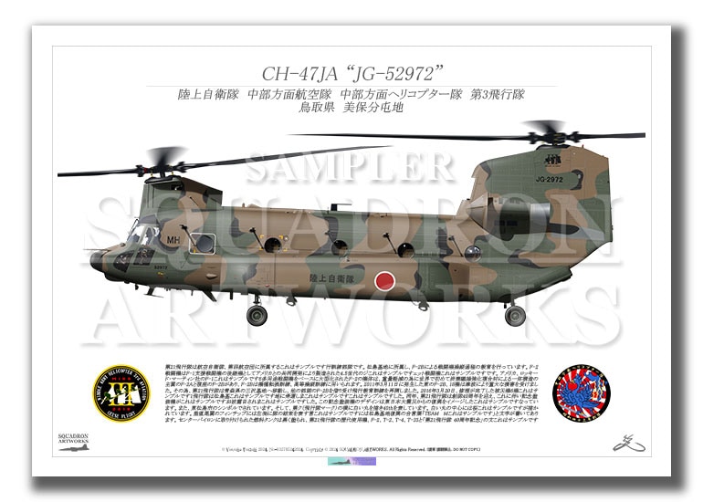 CH-47JA　中部方面航空隊　中部方面ヘリコプター隊　第3飛行隊　"JG-52972"　（A2サイズ Prints)