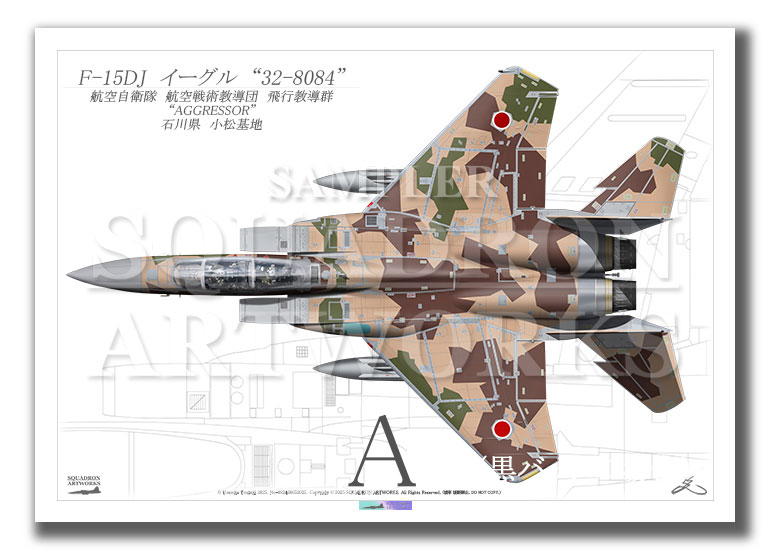 “Top view　よこ向き”　F-15DJ　イーグル　飛行教導群　アグレッサー　"32-8084"　（A4サイズ Print)