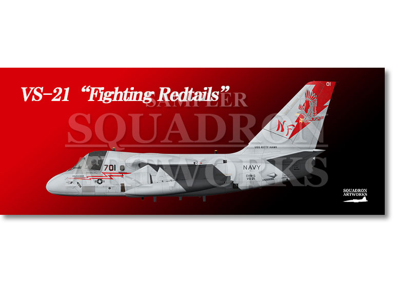 フェイスタオル　S-3B バイキング　VS-21 Fighting Redtails　USS KItty Hawk 701　"160135"