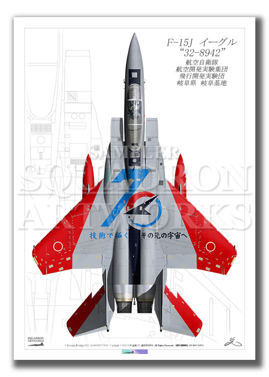 “Top view 縦向き”　F-15J　飛行開発実験団　創設70周年記念　2025　"32-8942"　岐阜基地　（A4サイズ Prints)